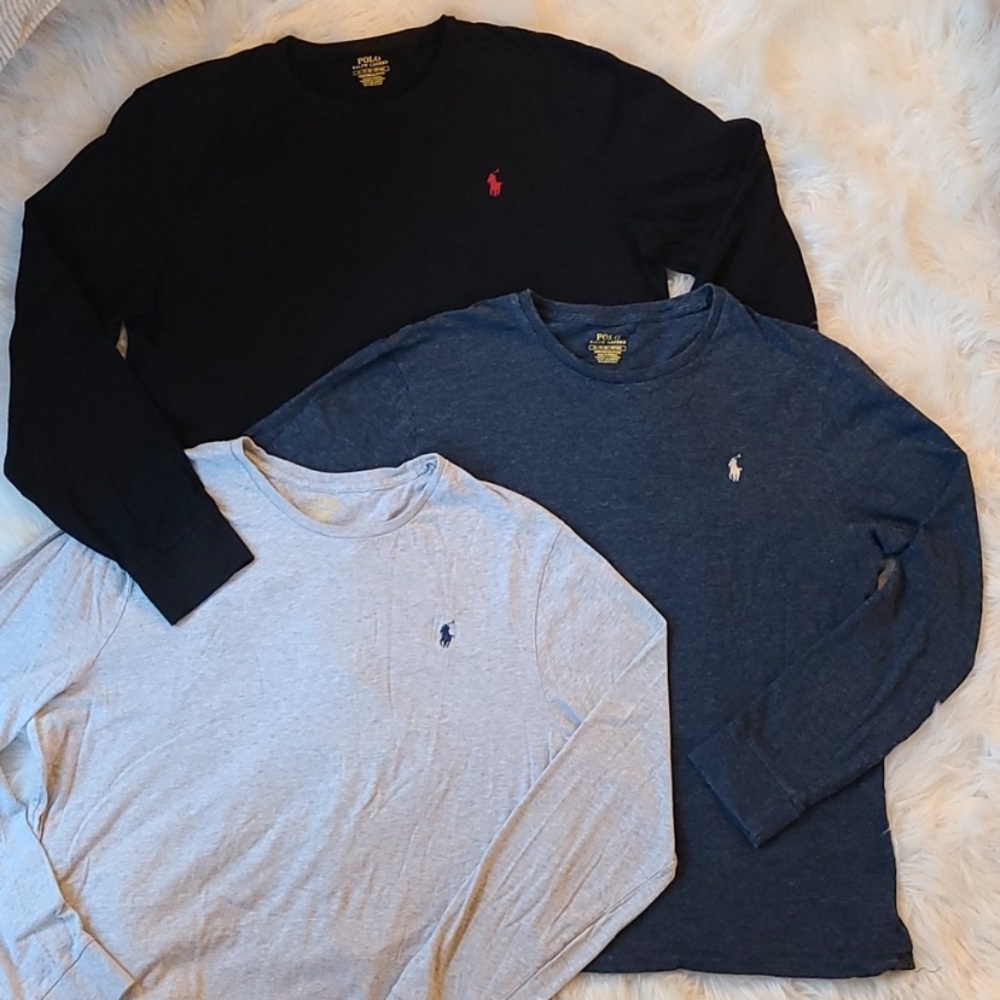 3 Men’s Polo by Ralph Lauren Custom Slim Fit Size XL Long-sleeve Shirts like new